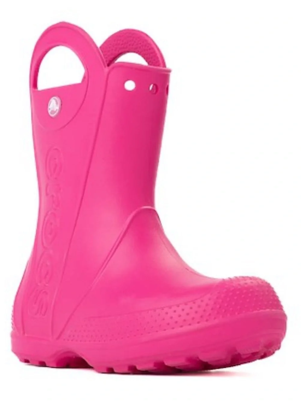 CROCS Kids Waterproof Pull-On Rain Boot in Bright Candy Pink
